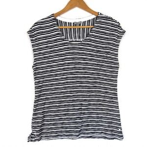 T by Talbots Womens Black White Striped Sleeveless Cotton Knit Top Size M PH2846